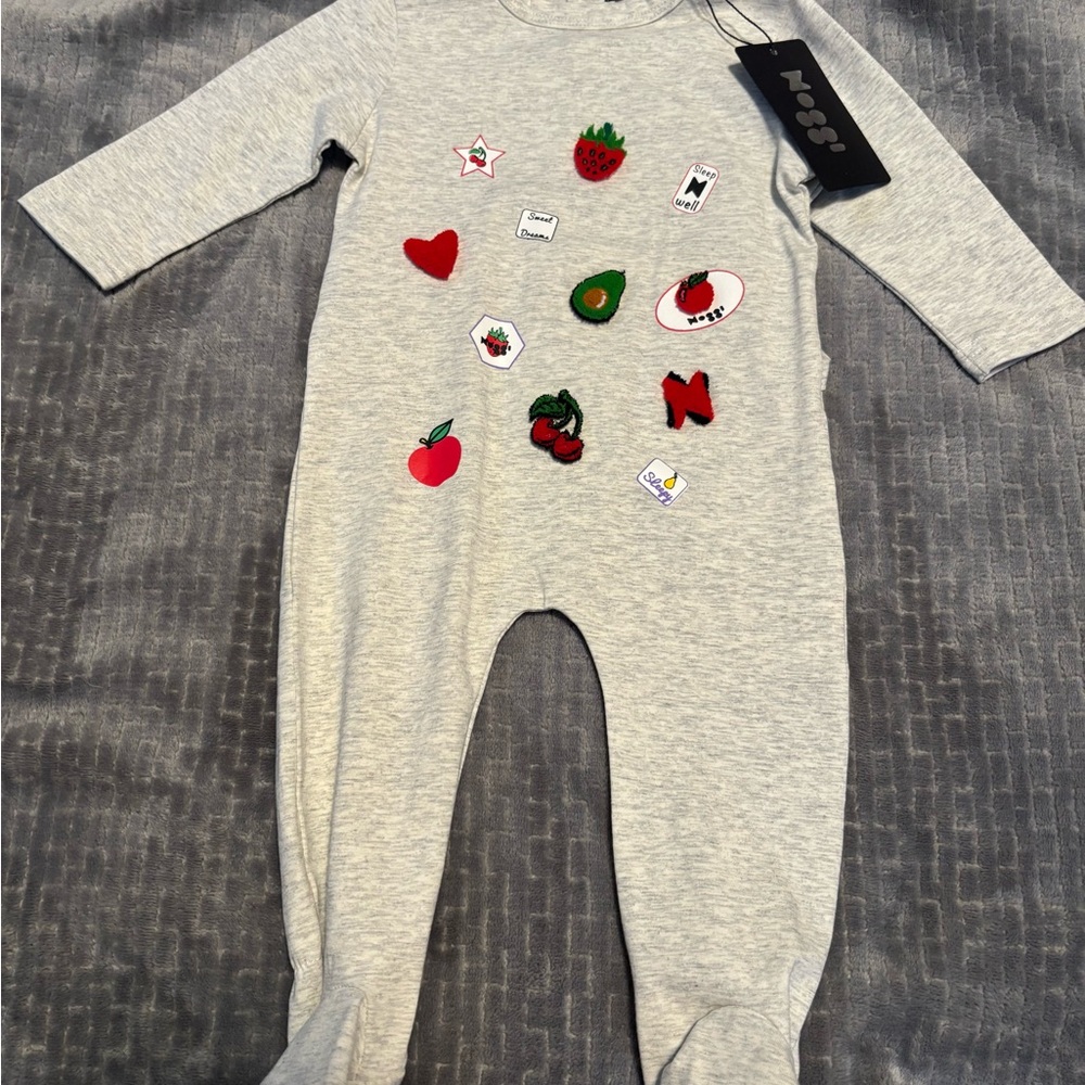 Gray Kids One Piece with Fun Patches